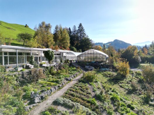 Heilkräutergarten mit Gewächshäuser