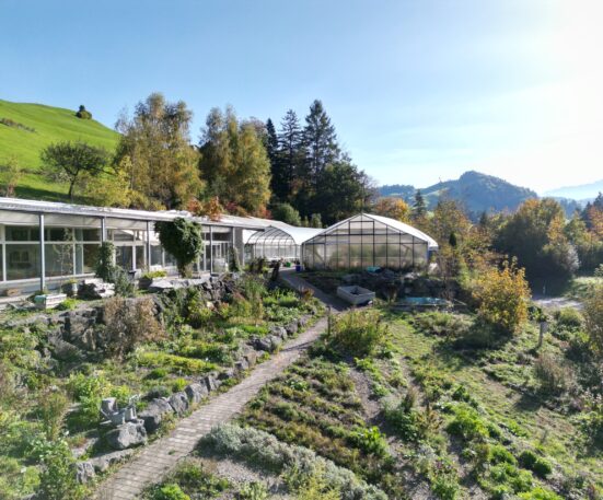 Heilkräutergarten mit Gewächshäuser